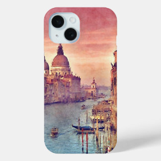 Chic  Venice Canal Pastel Waterverf Art iPhone 15 Case