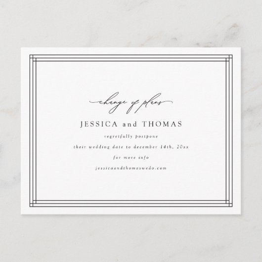 Chic Venster Huwelijk Uitstel Wijzig de Datum Aankondigingskaart (Voorkant)
