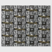 Chic Verjaardag Foto Filmstrook Zwart Goud Cadeaupapier (Vlak)