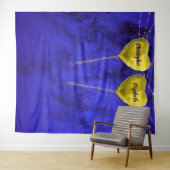 Chic verloofd hart bruiloft foto achtergrond blauw wandkleed (In Situ (horizontaal))