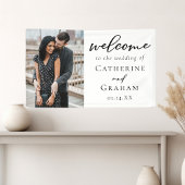 Chic Verloving Couple Photo Weddenschap Welkom Spandoek