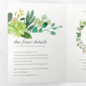 CHIC VETPLANT KRANS LOOF AQUAREL TROUWEN DRIELUIK UITNODIGING (Binnenzijde eerst)