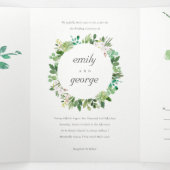 CHIC VETPLANT KRANS LOOF AQUAREL TROUWEN DRIELUIK UITNODIGING (Binnenkant midden)