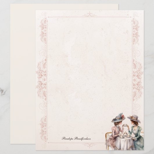 Chic Victoriaans High Tea Roos Lady Stationery Pap (Voorkant / Achterkant)