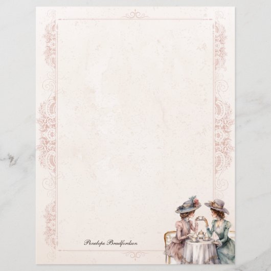 Chic Victoriaans High Tea Roos Lady Stationery Pap (Voorkant)