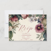 Chic Victoriaans Royal Floral Wedding RSVP Kaartje (Voorkant)