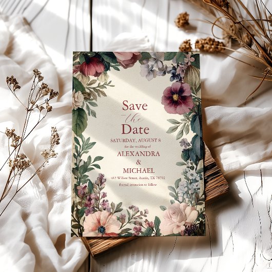 Chic Victoriaans Royal Floral Wedding Save The Date