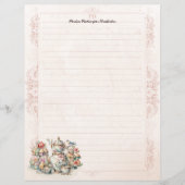 Chic Victoriaans Tea Monogram gevoerd briefpapier (Voorkant)