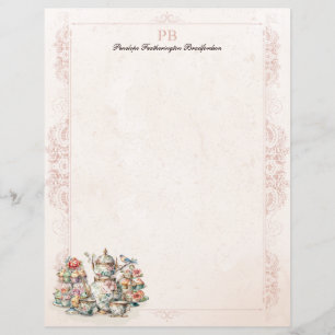 Chic Victoriaans Tea Monogrammed Stationery Paper