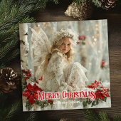 Chic Victorian angel red white gold festive cards Feestdagenkaart