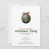 Chic Victorian Christmas Bauble Holiday Invite Kaart (Voorkant)
