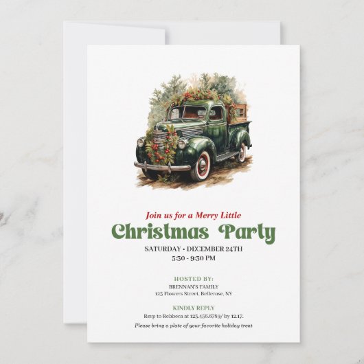 Chic Victorian Christmas Car Holiday Invitation Kaart (Voorkant)
