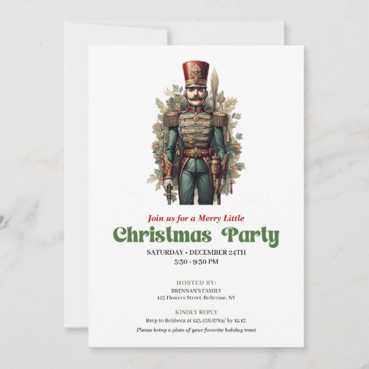 Chic Victorian Christmas Nutcracker Party Invites Kaart (Voorkant)