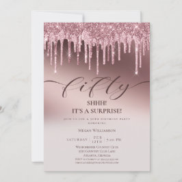 Chic Vijftigroze Glitter Birthday Kaart