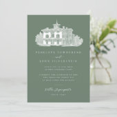 Chic Villa Illustratie Salie Groen Italiaanse brui Kaart (Staand voorkant)