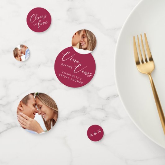 Chic Vino Before Vows Burgundy Foto Initialen  Confetti (Groep)