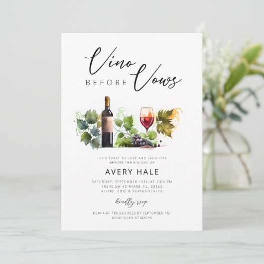 Chic Vino Before Vows Foto Bruidsfeest Wijnmakerij Kaart (Staand voorkant)