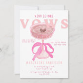 Chic Vino Before Vows Pink Wine Bow Bridal Shower Kaart (Voorkant)