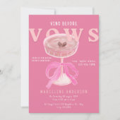 Chic Vino Before Vows Roze Wijn Lint Bruidsfeest Kaart (Voorkant)