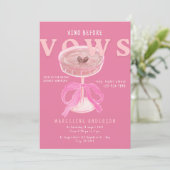 Chic Vino Before Vows Roze Wijn Lint Bruidsfeest Kaart (Staand voorkant)