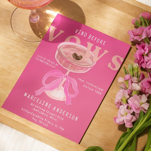 Chic Vino Before Vows Roze Wijn Lint Bruidsfeest Kaart