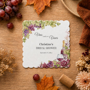 Chic Vino voor Bruiloft Bridal Shower Cadeautje Kartonnen Onderzetters