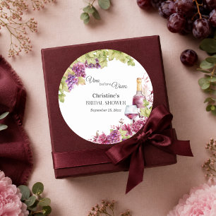 Chic Vino voor Bruiloft Bridal Shower Ronde Sticker