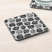 Chic Vintage black and white roses Drankjes Onderzetter (Linkerzijde)