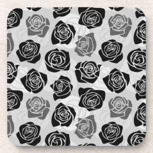Chic Vintage black and white roses Drankjes Onderzetter