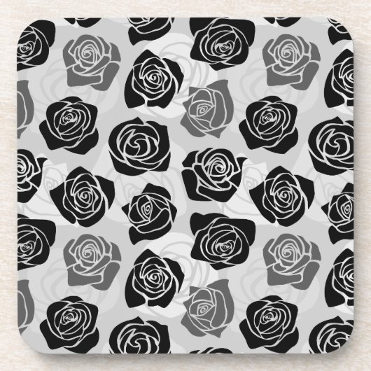 Chic Vintage black and white roses Drankjes Onderzetter (Voorkant)