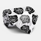 Chic Vintage black and white roses Stropdas (Opgerold)