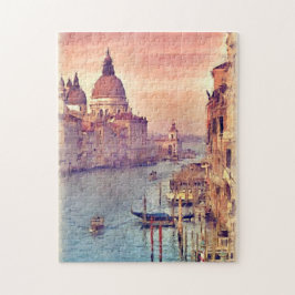 Chic Vintage Italy Venice Canal Pastel Watercolour Legpuzzel