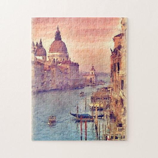 Chic Vintage Italy Venice Canal Pastel Watercolour Legpuzzel (Verticaal)