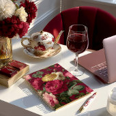 Chic Vintage Rose Red Floral  Monogrammed  Planner