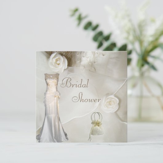 Chic Vintage Trouwjurk Vrijgezellenfeest Kaart (Staand voorkant)