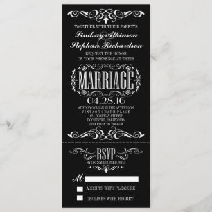 Chic Vintage Wedding Ticket Uitnodiging