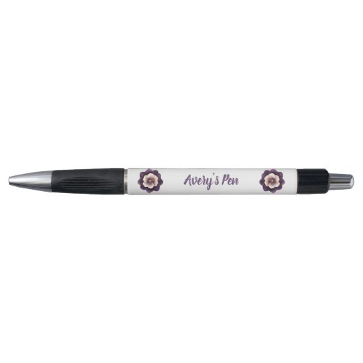 Chic Violet Bloemen Naam Pen (Voorkant)