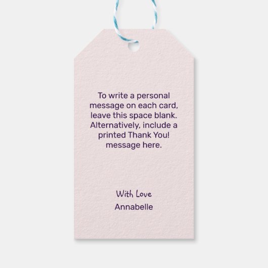 Chic Violet Blush Flower Heart Bedankt Cadeaulabel (Achterkant)