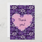 Chic Violet Blush Flower Heart Bedankt Card Kaart (Voorkant)