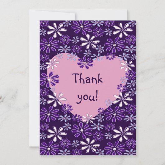 Chic Violet Blush Flower Heart Bedankt Card Kaart (Voorkant)