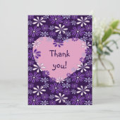 Chic Violet Blush Flower Heart Bedankt Card Kaart (Staand voorkant)