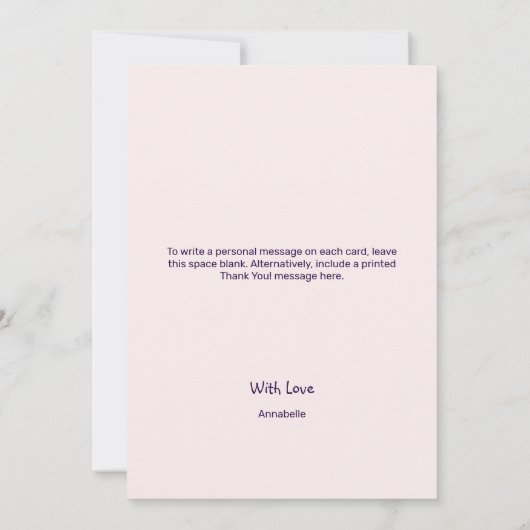 Chic Violet Blush Flower Heart Bedankt Card Kaart (Achterkant)