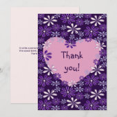 Chic Violet Blush Flower Heart Bedankt Card Kaart (Voorkant / Achterkant)