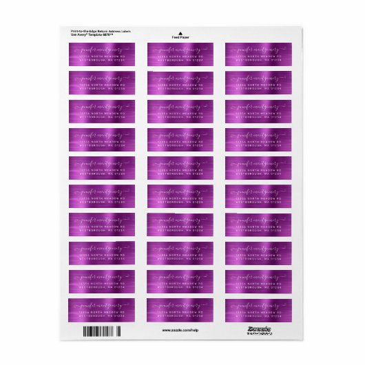 Chic Violet Brushed Metal Return Address Label (Full Sheet)