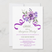 Chic Violet Floral Botanical Surprise Birthday Kaart (Voorkant)