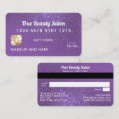 Chic Violet Glitter Credit Kaart Cadeaubon Visitekaartje (Voorkant / Achterkant)