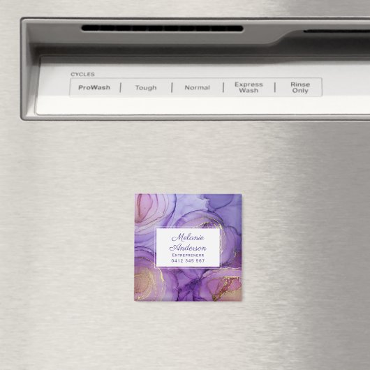 Chic Violet Gold Rozen Visitekaartje Magneet (Insitu (Vaatwasser))