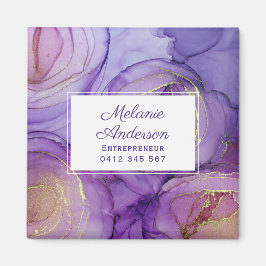 Chic Violet Gold Rozen Visitekaartje Magneet