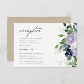 Chic Violet Paars Floral Leafy Wedding Reception Informatiekaartje (Voorkant / Achterkant)