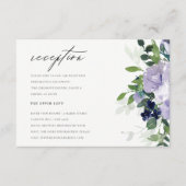 Chic Violet Paars Floral Leafy Wedding Reception Informatiekaartje (Voorkant)